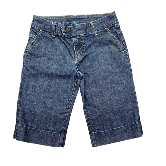 Citizens of Humanity Denim Bermuda Shorts Dark Wash Cuffed Hem Women 25 Fits 27" - Picture 1 of 10